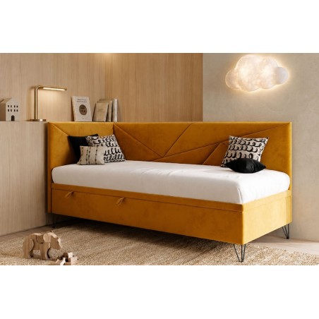 Singlebett 90x200 cm mit Bettkasten, ohne Matratze, Jugendbett GEOMETRIC 1R