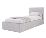 Polsterbett 90x200 cm mit glattem Kopfteil, Bettkasten und Lattenrost, Singlebett AZURO S05