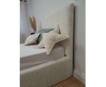 Polsterbett 90x200 cm mit glattem Kopfteil, Bettkasten und Lattenrost, Singlebett AZURO S05