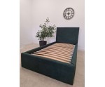 Polsterbett 90x200 cm mit glattem Kopfteil, Bettkasten und Lattenrost, Singlebett AZURO S05
