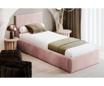 Polsterbett 90x200 cm mit glattem Kopfteil, Bettkasten und Lattenrost, Singlebett AZURO S05