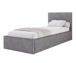 Einzelbett 100x200 cm mit glattem Kopfteil, Stauraum und Lattenrost mit Metallrahmen, Polsterbett AZURO S05