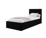 Einzelbett 100x200 cm mit glattem Kopfteil, Stauraum und Lattenrost mit Metallrahmen, Polsterbett AZURO S05