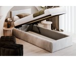 Singlebett 120x200 cm mit glattem Kopfteil, Lattenrost und Bettkasten, Polsterbett AZURO S05