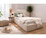 Singlebett 120x200 cm mit glattem Kopfteil, Lattenrost und Bettkasten, Polsterbett AZURO S05