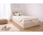 Singlebett 120x200 cm mit glattem Kopfteil, Lattenrost und Bettkasten, Polsterbett AZURO S05