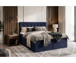 Boxspringbett 140x200 cm, Ehebett, Hotelbett, Kopfteil mit Knopfheftung, PARIS 4K