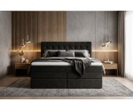 Boxspringbett 140x200 cm, Ehebett, Hotelbett, Kopfteil mit Knopfheftung, PARIS 4K