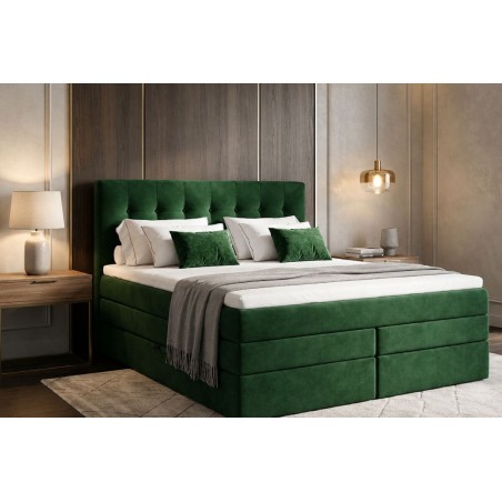 Kontinentalbett 200x200 cm, Ehebett, Hotelbett, Kopfteil mit Knopfheftung, PARIS 4K