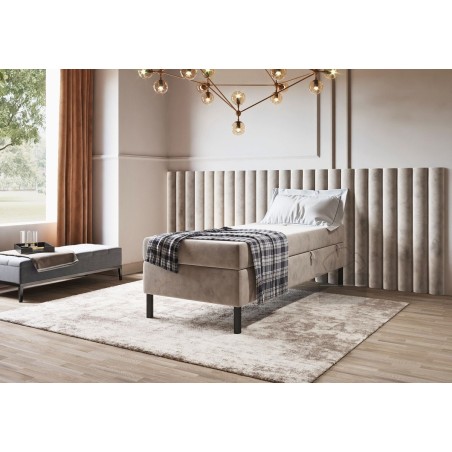 Hotelbett 80x200 cm, Kontinentalbett für Pensionen, Einzelbett mit Bettkasten, BONELL-Matratze, PALAZIO 1M
