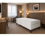 Hotelbett 90x200 cm, Kontinentalbett für Pensionen, Einzelbett mit Bettkasten, BONELL-Matratze, PALAZIO 1M