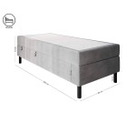 Hotelbett 90x200 cm, Kontinentalbett für Pensionen, Einzelbett mit Bettkasten, BONELL-Matratze, PALAZIO 1M