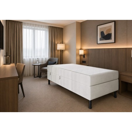 Hotelbett 90x200 cm, Kontinentalbett für Pensionen, Einzelbett mit Bettkasten, BONELL-Matratze, PALAZIO 1M