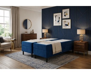 Hotelbett 100x200 cm, Kontinentalbett für Pensionen, Einzelbett mit Bettkasten, BONELL-Matratze, PALAZIO 1M
