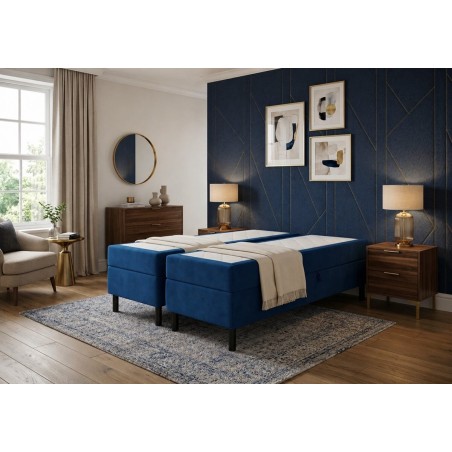 Hotelbett 100x200 cm, Kontinentalbett für Pensionen, Einzelbett mit Bettkasten, BONELL-Matratze, PALAZIO 1M