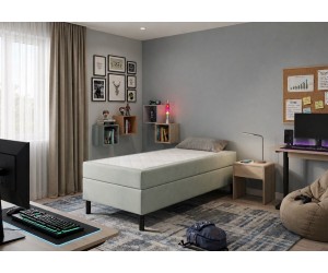Hotelbett 120x200 cm, Kontinentalbett für Pensionen, Jugendbett mit Bettkasten, BONELL-Matratze, PALAZIO 1M