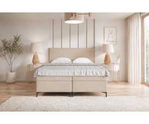 Kontinentalbett 160x200 cm, Ehebett, Hotelbett, mit Kopfteil und Bettkasten, PRESTO 1M