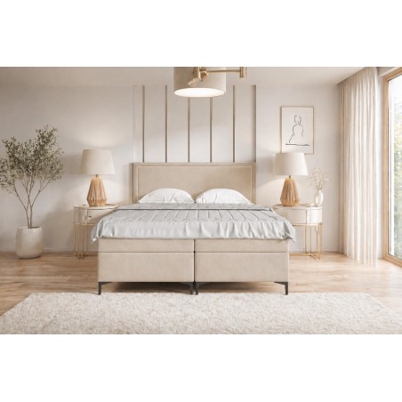 Kontinentalbett 160x200 cm, Ehebett, Hotelbett, mit Kopfteil und Bettkasten, PRESTO 1M