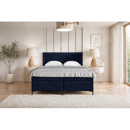 Elegantes Bett 180x200 cm für Schlafzimmer, Ehebett, Hotelbett, Kopfteil mit Polsternagelband, PRESTO 1M