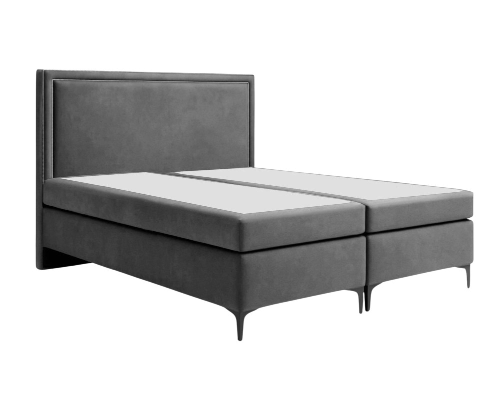Designer-Bett 200x200 cm für Schlafzimmer, Ehebett, Hotelbett, Kopfteil mit Polsternagelband, PRESTO 1M