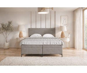 Designer-Bett 200x200 cm für Schlafzimmer, Ehebett, Hotelbett, Kopfteil mit Polsternagelband, PRESTO 1M