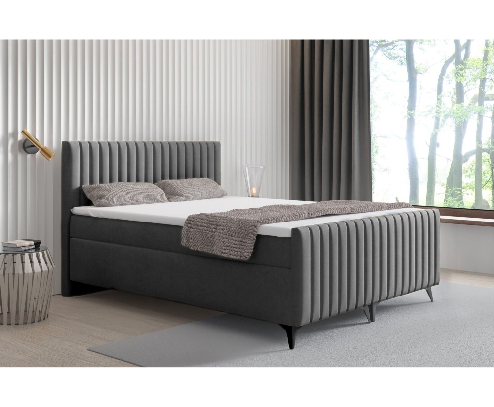 Boxspringbett 140x200 cm, Ehebett, Hotelbett, mit Kopfteil, Fußteil und Bettkasten, ANTONINA 2M Boxspringbett 140x200 cm, Ehebett, Hotelbett, mit Kopfteil, Fußteil und Bettkasten, ANTONINA 2M