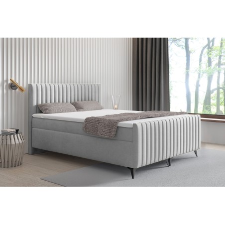Kontinentalbett 160x200 cm, Ehebett, Hotelbett, mit Kopfteil, Fußteil und Bettkasten, ANTONINA 2M