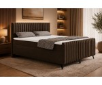 Kontinentalbett 160x200 cm, Ehebett, Hotelbett, mit Kopfteil, Fußteil und Bettkasten, ANTONINA 2M