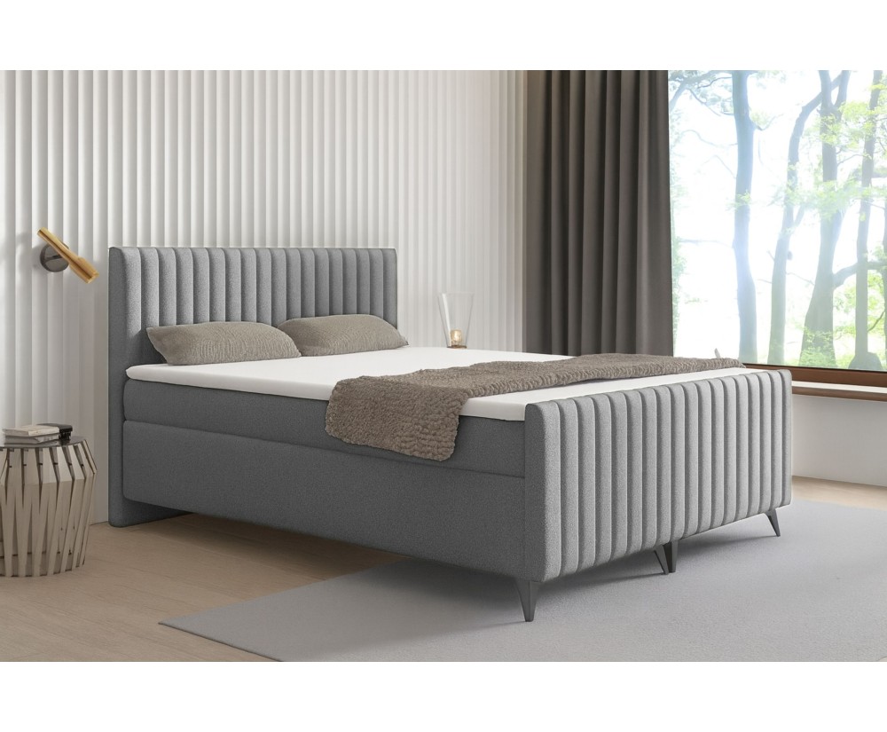 Boxspringbett 180x200 cm, Ehebett, Hotelbett, mit Kopfteil, Fußteil und Bettkasten, ANTONINA 2M Boxspringbett 180x200 cm, Ehebett, Hotelbett, mit Kopfteil, Fußteil und Bettkasten, ANTONINA 2M