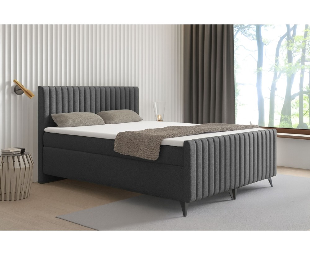 Boxspringbett 180x200 cm, Ehebett, Hotelbett, mit Kopfteil, Fußteil und Bettkasten, ANTONINA 2M Boxspringbett 180x200 cm, Ehebett, Hotelbett, mit Kopfteil, Fußteil und Bettkasten, ANTONINA 2M
