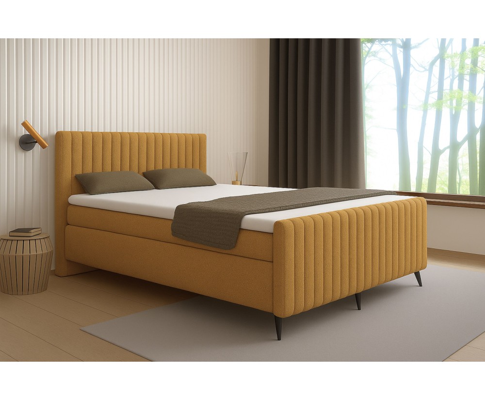 Boxspringbett 180x200 cm, Ehebett, Hotelbett, mit Kopfteil, Fußteil und Bettkasten, ANTONINA 2M Boxspringbett 180x200 cm, Ehebett, Hotelbett, mit Kopfteil, Fußteil und Bettkasten, ANTONINA 2M
