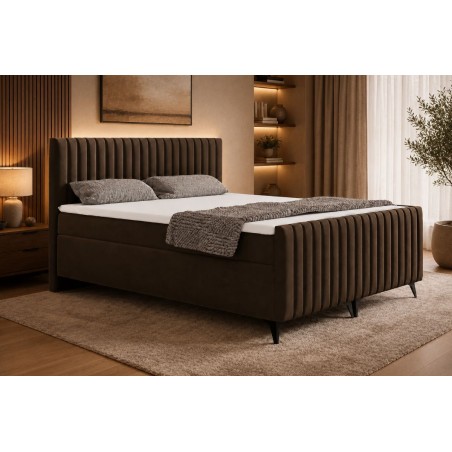Boxspringbett 180x200 cm, Ehebett, Hotelbett, mit Kopfteil, Fußteil und Bettkasten, ANTONINA 2M