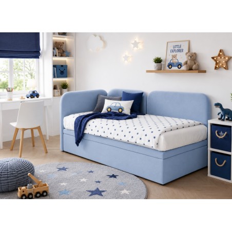 Eckbett 100x200 cm, Seitenblende und Kopfteil abgerundet, OLIVIA 3R