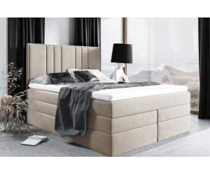 Modernes Kontinentalbett 160x200 cm, Doppelbett mit 2 Matratzen, hohes Kopfteil, MAGNUS 22B
