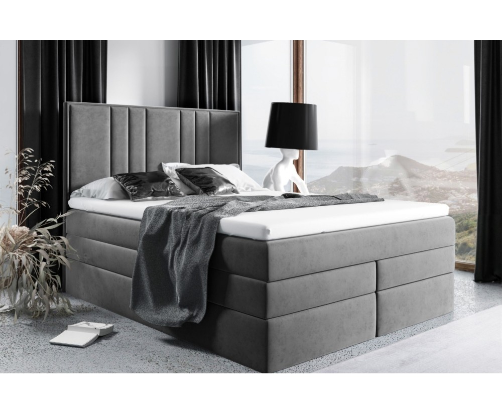 Modernes Kontinentalbett 160x200 cm, Doppelbett mit 2 Matratzen, hohes Kopfteil, MAGNUS 22B Modernes Kontinentalbett 160x200 cm, Doppelbett mit 2 Matratzen, hohes Kopfteil, MAGNUS 22B