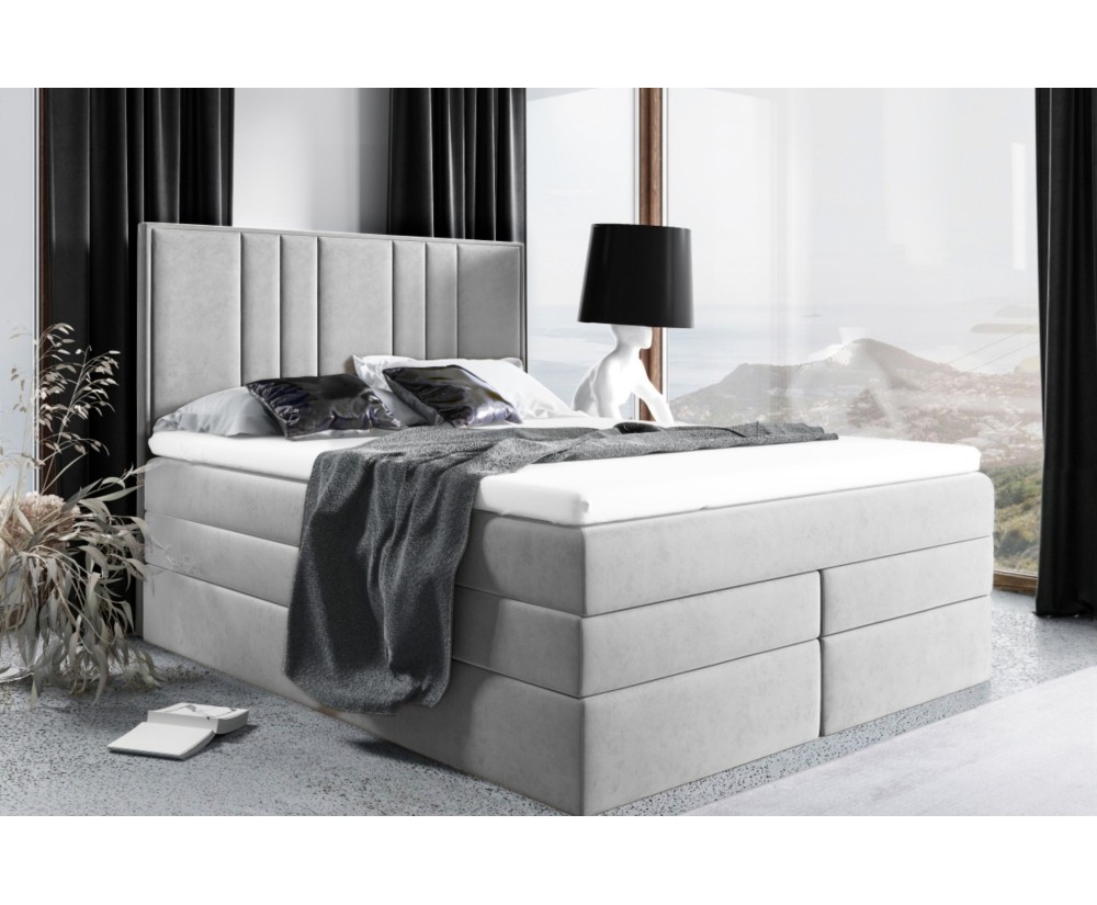 Modernes Kontinentalbett 160x200 cm, Doppelbett mit 2 Matratzen, hohes Kopfteil, MAGNUS 22B Modernes Kontinentalbett 160x200 cm, Doppelbett mit 2 Matratzen, hohes Kopfteil, MAGNUS 22B