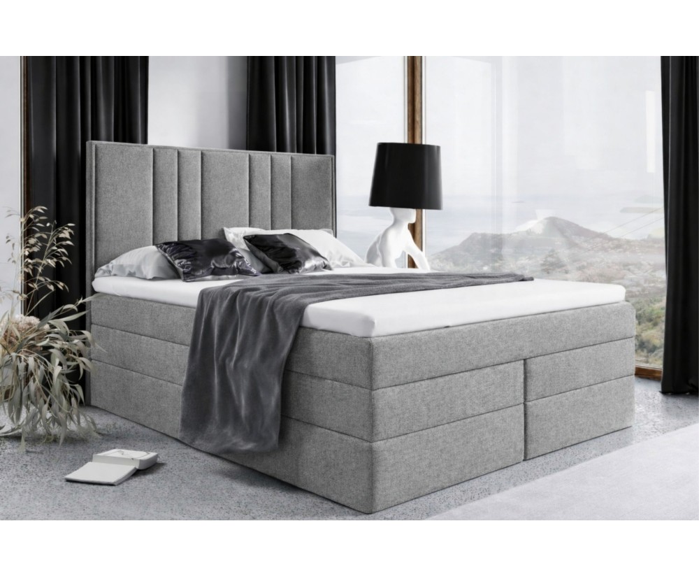 Modernes Kontinentalbett 160x200 cm, Doppelbett mit 2 Matratzen, hohes Kopfteil, MAGNUS 22B