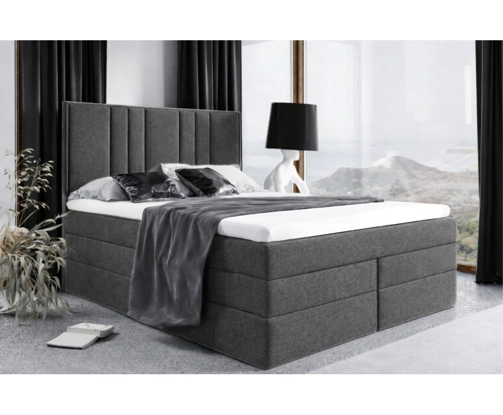 Modernes Kontinentalbett 160x200 cm, Doppelbett mit 2 Matratzen, hohes Kopfteil, MAGNUS 22B Modernes Kontinentalbett 160x200 cm, Doppelbett mit 2 Matratzen, hohes Kopfteil, MAGNUS 22B