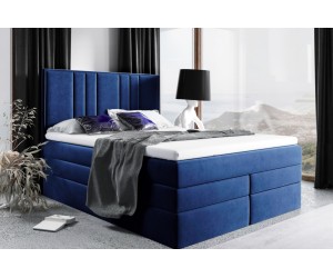 Modernes Kontinentalbett 160x200 cm, Doppelbett mit 2 Matratzen, hohes Kopfteil, MAGNUS 22B