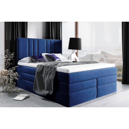 Modernes Kontinentalbett 160x200 cm, Doppelbett mit 2 Matratzen, hohes Kopfteil, MAGNUS 22B