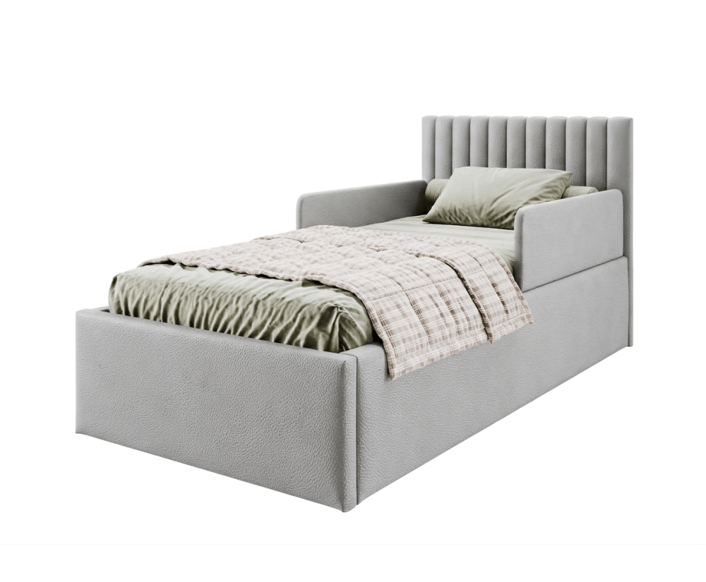 Einzelbett 90x200 cm für Senioren mit verstellbarem Lattenrost per Fernbedienung, 2x RAUSFSALLSCHUTZ, BARTEK SEB