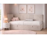 Jugendbett 80x200 cm, Polsterbett, Einzelbett mit Bettkasten, Kopfteil und Seitenblende, SPEED 1R