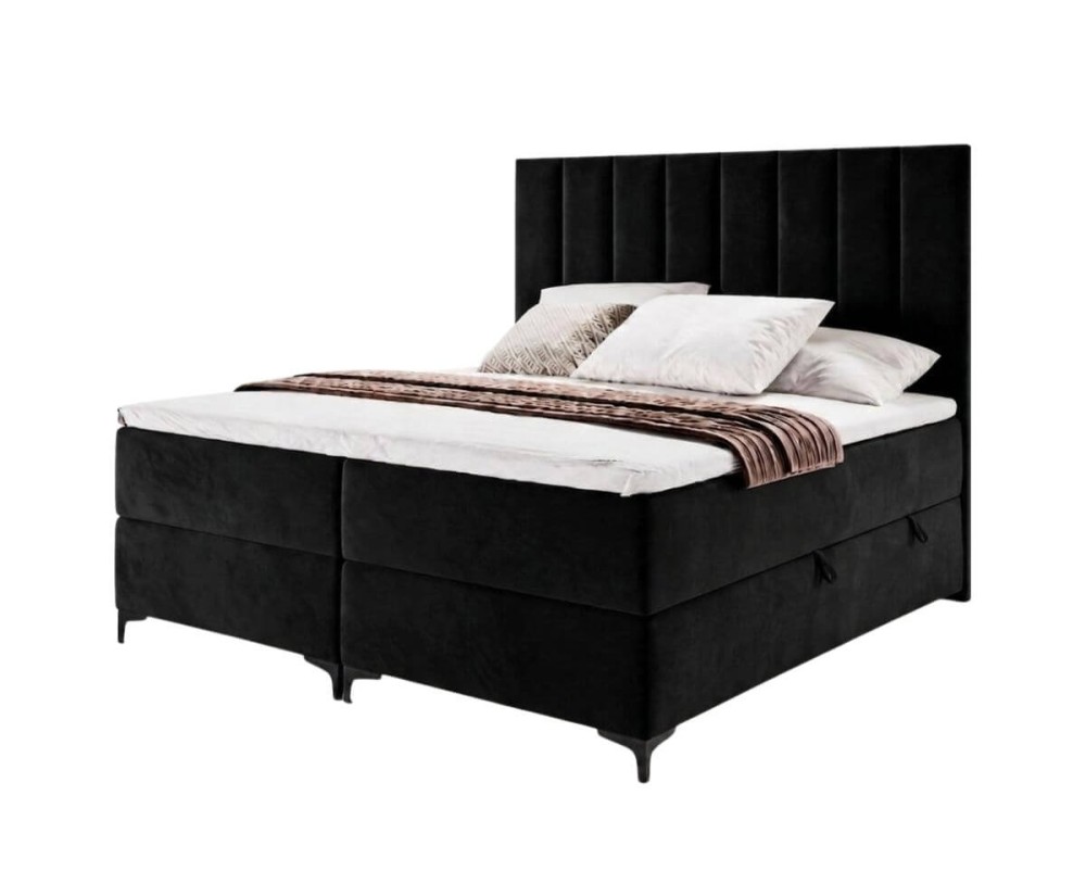 Elegantes Boxspringbett 140x200 cm für Schlafzimmer, Doppelbett, Ehebett mit Bettkasten, BARCELONA 1M