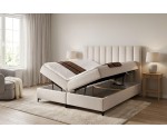 Stilvolles Boxspringbett 160x200 cm für Schlafzimmer, Doppelbett, Ehebett mit Bettkasten, BARCELONA 1M