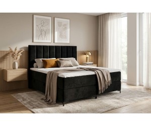 Stilvolles Boxspringbett 160x200 cm für Schlafzimmer, Doppelbett, Ehebett mit Bettkasten, BARCELONA 1M