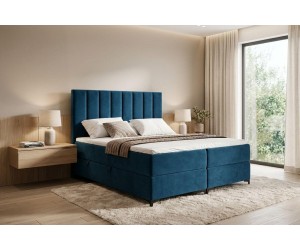 Bequemes Boxspringbett 180x200 cm für Schlafzimmer, Doppelbett, Ehebett mit Bettkasten, BARCELONA 1M