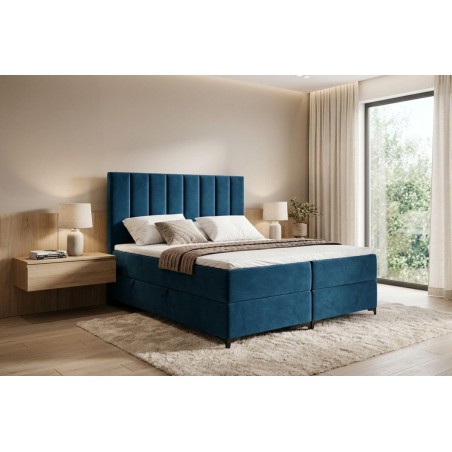 Bequemes Boxspringbett 180x200 cm für Schlafzimmer, Doppelbett, Ehebett mit Bettkasten, BARCELONA 1M