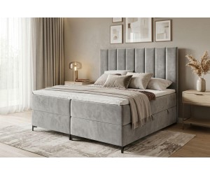 Kontinentalbett 200x200 cm mit hohem Kopfteil, Doppelbett, Ehebett mit Bettkasten, BARCELONA 1M