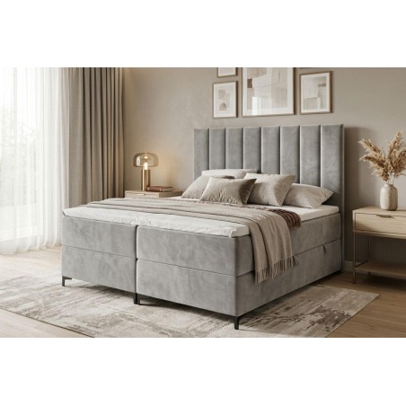 Kontinentalbett 200x200 cm mit hohem Kopfteil, Doppelbett, Ehebett mit Bettkasten, BARCELONA 1M