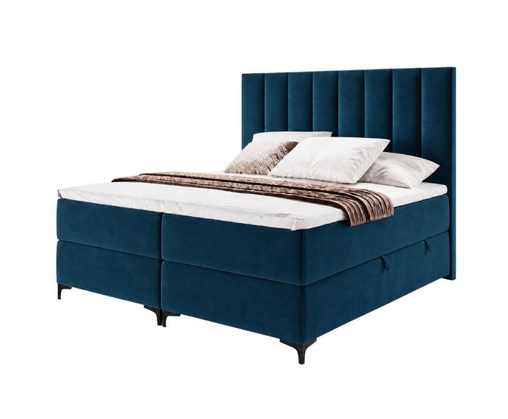 Großes Boxspringbett in Überlänge 180x220 cm für Schlafzimmer, Ehebett mit Bettkasten, Doppelbett BARCELONA 1M